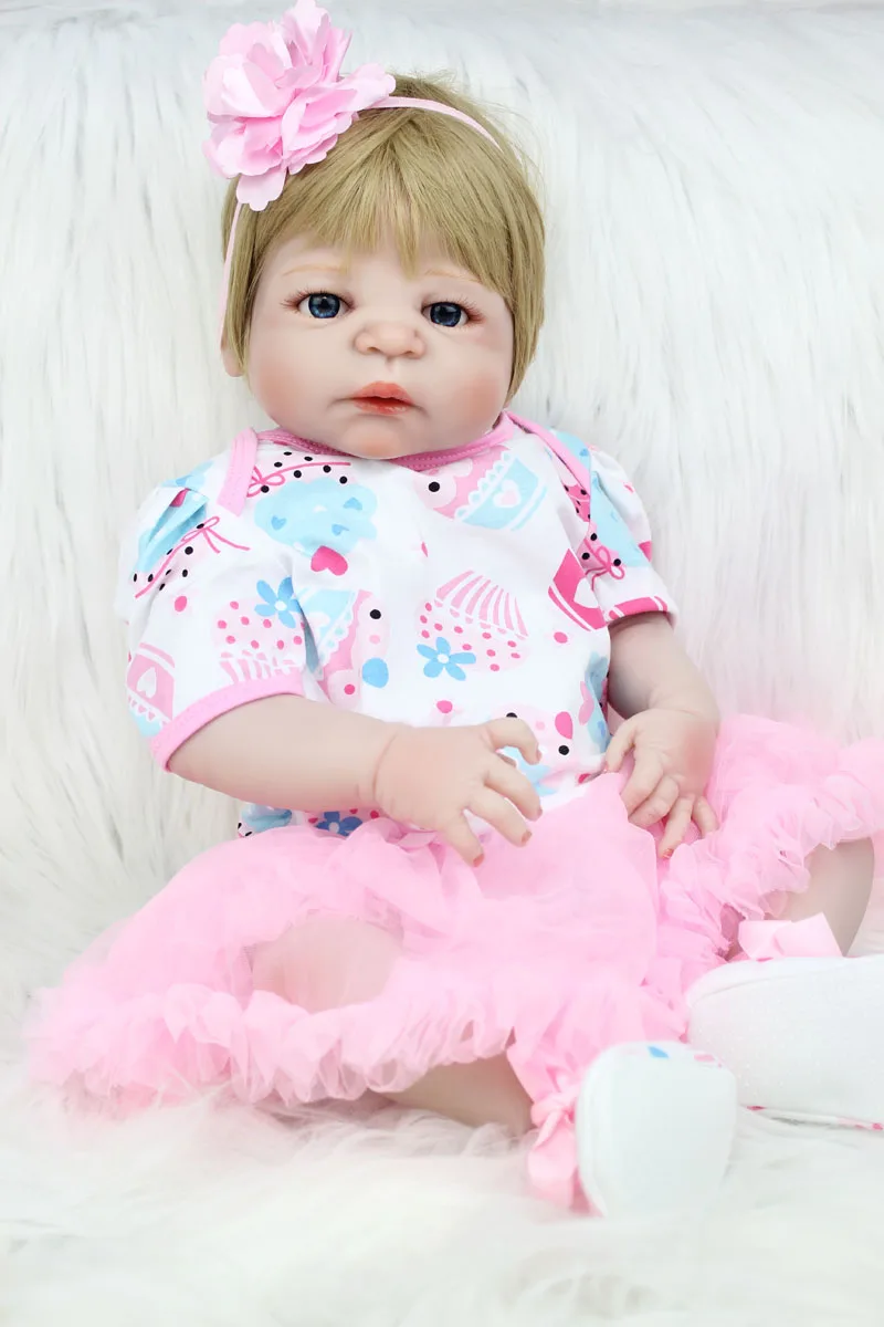 

55cm Full Silicone Baby Reborn Dolls 22" Lifelike Newborn Princess Toddler Bebe Doll Waterproof Body Girl Bonecas Bathe Toy