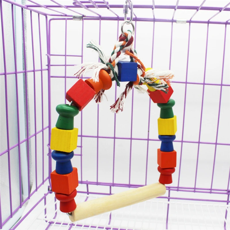 Деревянная красочная птица игрушечный гамак качели подъем подвесная лестница