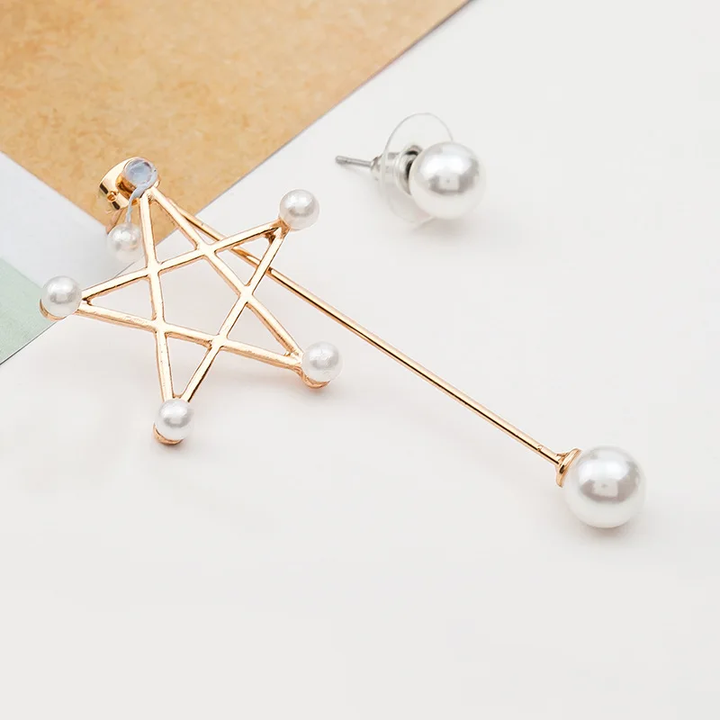 Серьги-гвоздики со звёздочками золотого и серебряного цвета Цвет полые с длинной