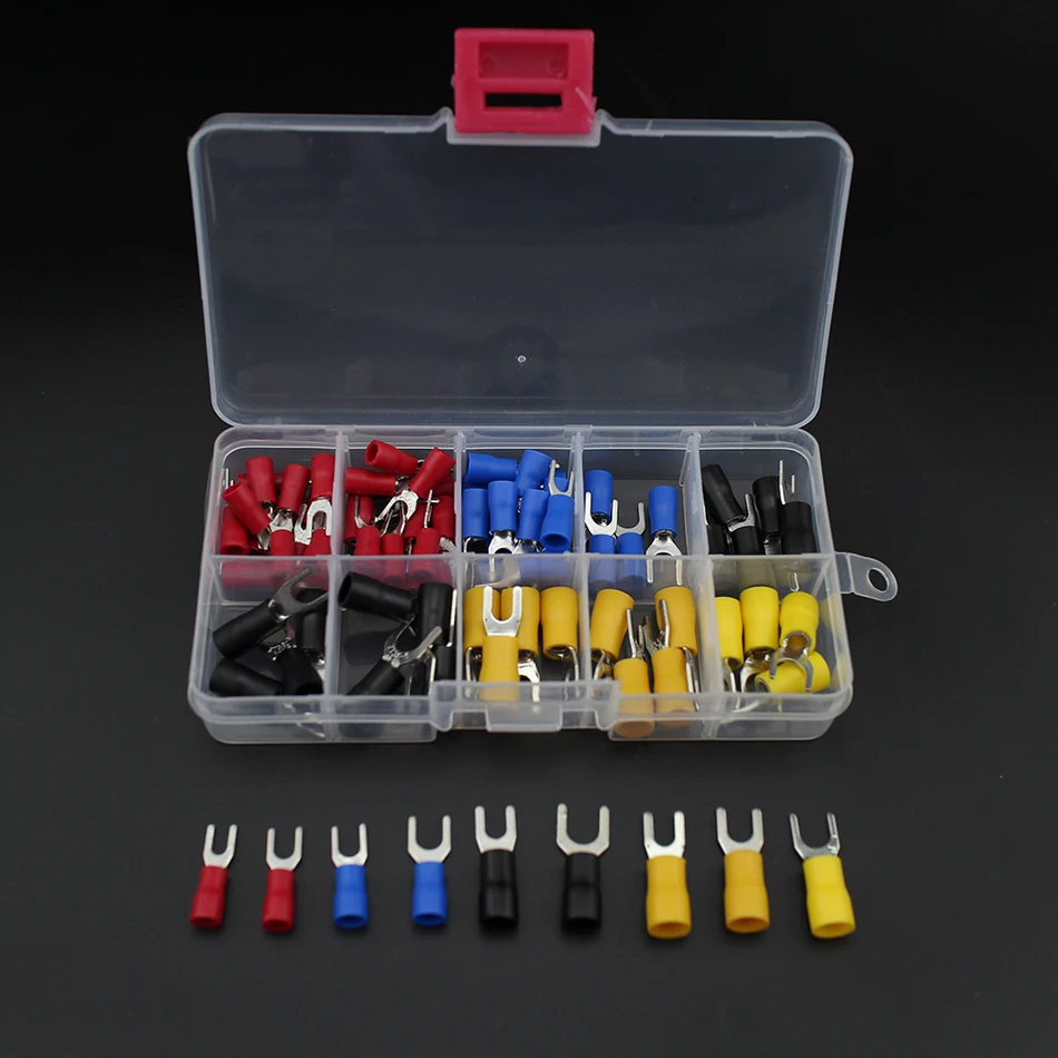 80 шт. Вилка Клемма медный обжимной соединитель изолированный конец шнура набор