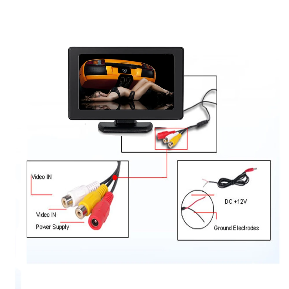 AMPrime 4 3 "Автомобильный монитор TFT LCD автомобильный заднего вида парковочная