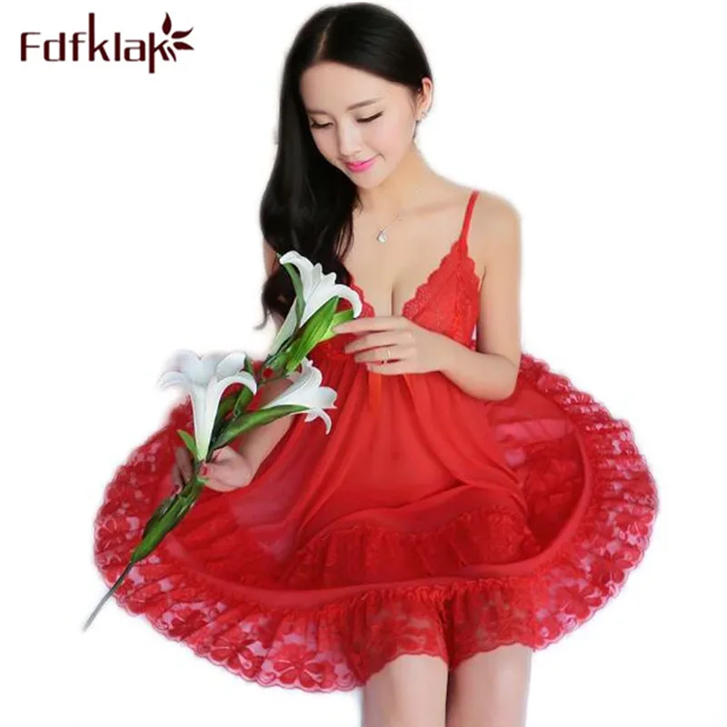 Ночные рубашки Fdfklak M L XL XXL 3XL большого размера нижнее белье сексуальная модель 2018