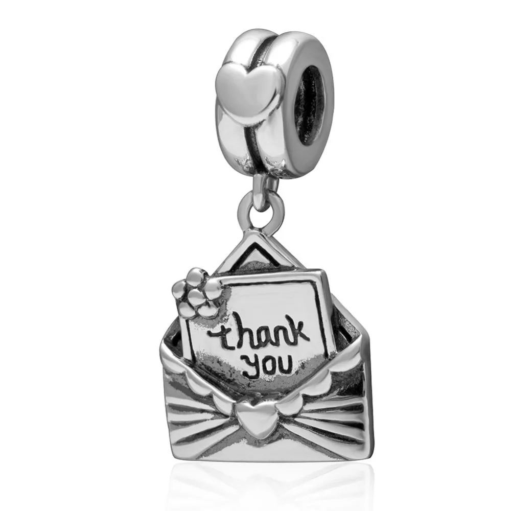 Подвеска с надписью Thank You Rose Love Card Аутентичные Подвески из стерлингового серебра