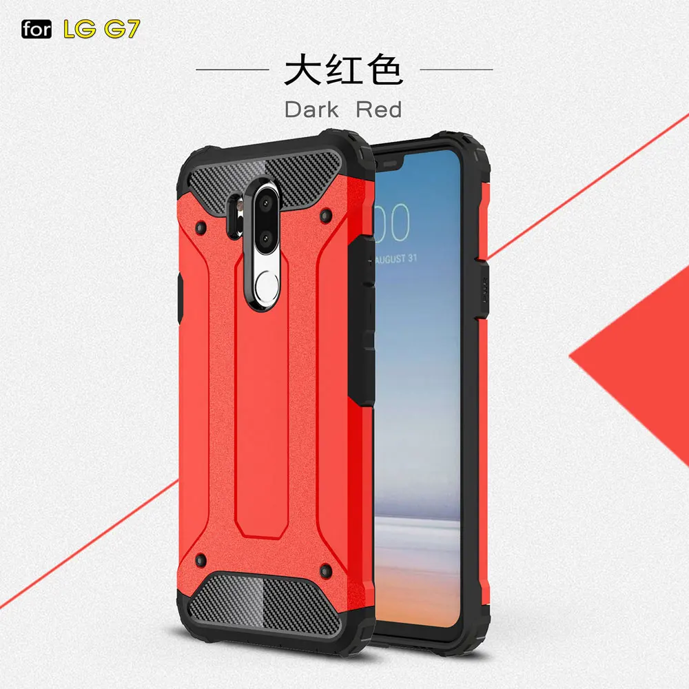 Red Противоударный чехол-броня Coque 6.1For Lg G7 чехол для Lg G7 Thinq один подходит для мобильного телефона чехол-лента на заднюю панель - Цвет: Red