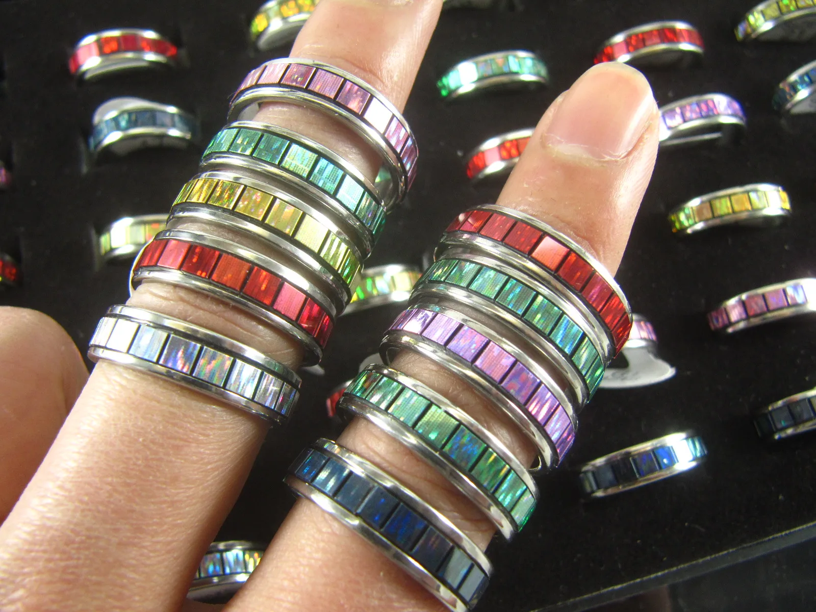 Новый 30 шт. цвет патч унисекс Полный Круглый Простой Личность кольцо из