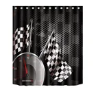 Занавеска для душа F1, в черно-белую клетку, с флагом, водонепроницаемая, моющаяся, из полиэстера, для мужчин, домашний декор для ванны