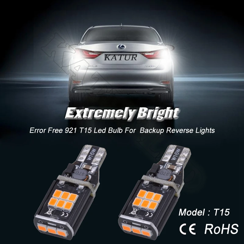 Светодиодная лампа T15 для заднего хода 2 шт. запасной светильник W16W 912 921 Led 2835 SMD чип