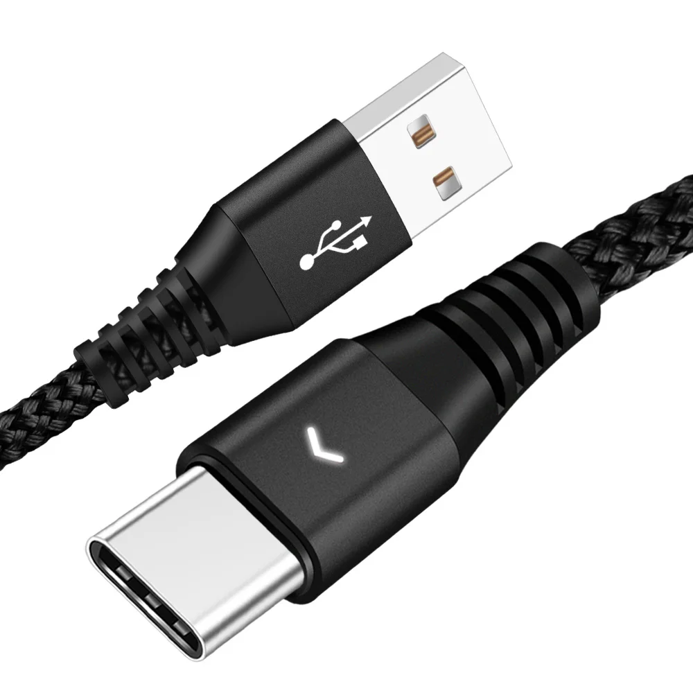 Black OLAF светодиодный светильник usb type-C кабель для One Plus 6 5t USB C кабель для быстрой зарядки для samsung Galaxy S9 S8 Plus Xiaomi huawei - Цвет: Black