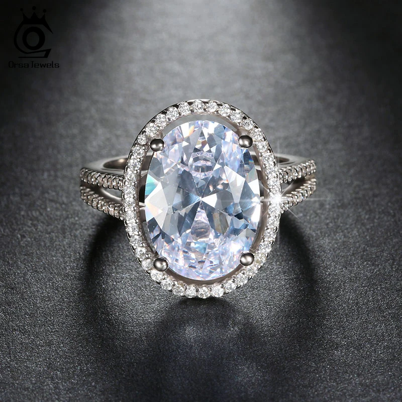 ORSA JEWELS роскошное женское свадебное и обручальное кольцо 6ct большая овальная резка AAA ослепительное CZ серебряное кольцо золотого цвета ROR98