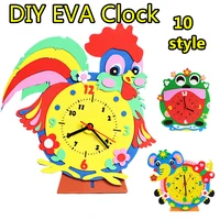 gwolves diy 3d clock puzzle cartoon animal eva foam sticker puzzle toys for kids girl action time learning education toys kids