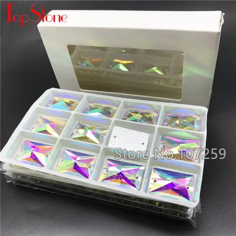 TopStone AB Rectangle Sew On Rhinestone Glass Crystal Strass Sew-on Stone Flatback For DIY Dress Clothing Decoration | Дом и сад