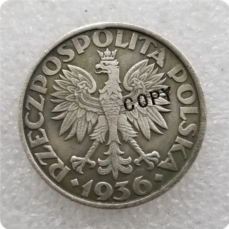 Памятные монеты копия 5 ZLOTYCH(PROBA) коллекционные 1936|Безвалютные монеты| |