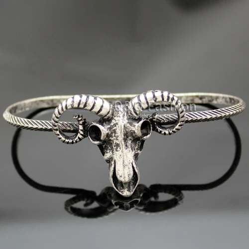 Винтажный Браслет Baphomet Ram Ewe овечка череп козла рожок ручная Ладонь кольцо