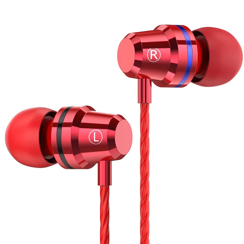 Металлические наушники PTM Bass гарнитура usb type C наушники с микрофоном для мобильных телефонов Xiaomi huawei PC Gaming - Цвет: Red