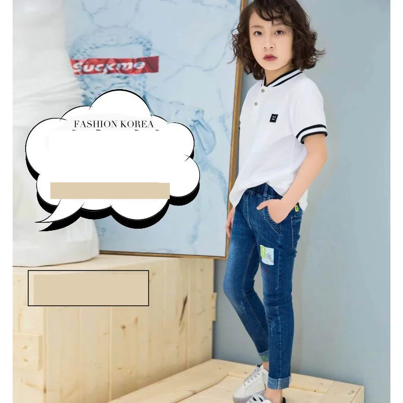 Штаны для мальчиков children'sjeans 2018 Горячие Повседневное весна хлопок талии штаны с