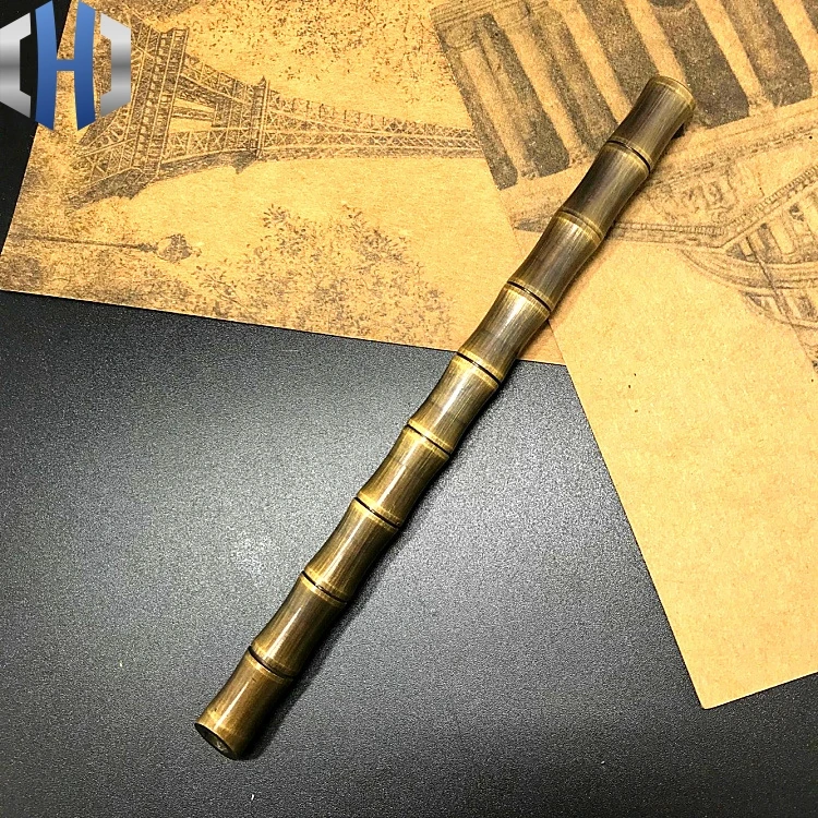 Новинка с бамбуковой секцией старая латунная ручка EDC ручной работы латунная ручка винтажная ручка для подписи нейтральная
