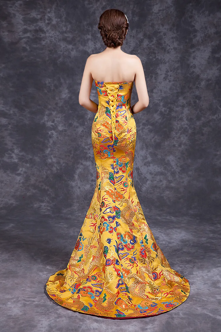 Модное красное с новогодней елкой, бумажный длинный Qipao вечернее платье Китай тонкое Ретро Qi Pao женские античные платья