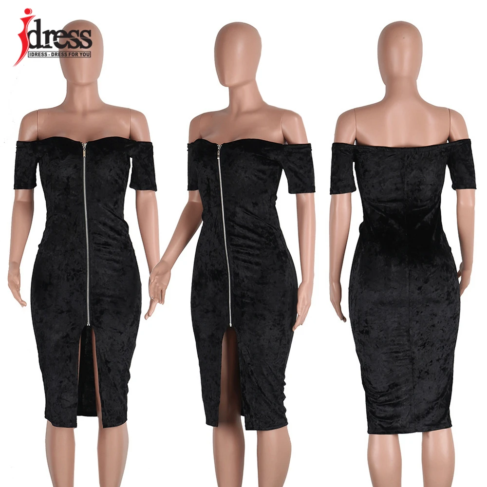 Зимнее бархатное платье IDress 2017 сексуальное женское облегающее без бретелек с