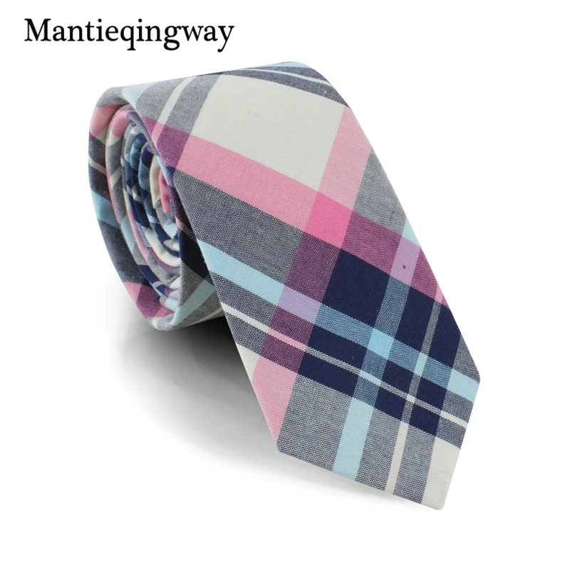 Mantieqingway повседневные клетчатые галстуки с принтом для мужчин хлопковые