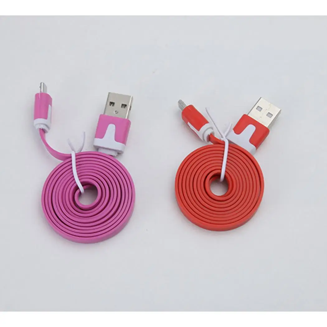 Плоский Лапша Быстрый зарядный кабель USB для передачи данных случайный Android