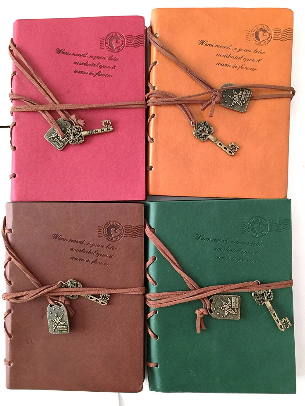 Записная книжка в винтажном стиле с кожаным переплетением (оранжевый)|leather bound