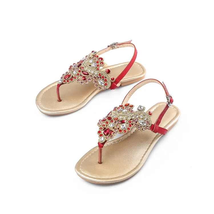 2019 новые богемные женские босоножки сандалии с кристаллами Rhinestone натуральная