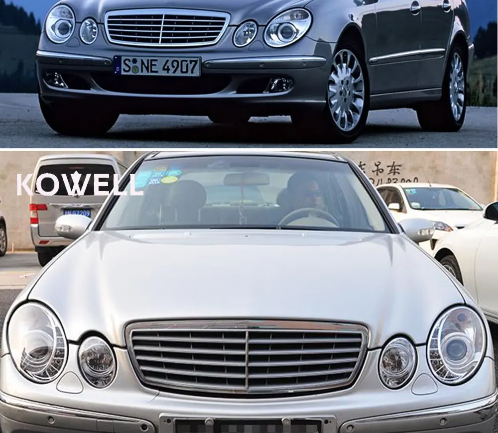 KOWELL стайлинга автомобилей для Benz W211 фар 2002 2003 2004 2005 2006-2009 Benz E200 E240 E280 светодиодный фар H7 ксеноновые линзы