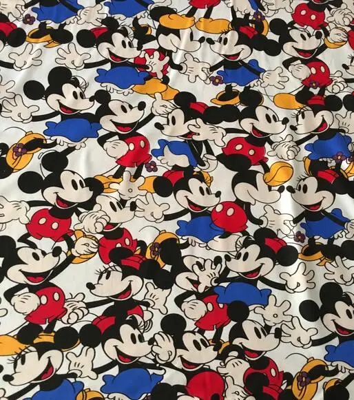 Милый Микки Мышь Минни из лайкры и хлопка Скрапбукинг лоскутное Ткань Tecidos пункт