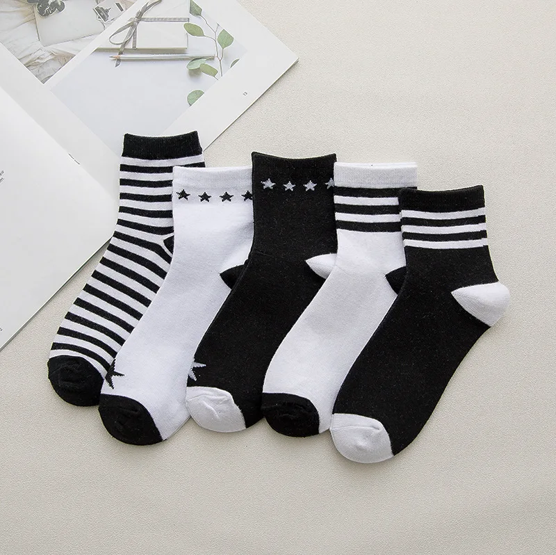 Ravna Tira Cotton Pretty Striped Star Cute Warm Stockings For Female Women's Sporting Leisure Pure Students stock Meias | Женская