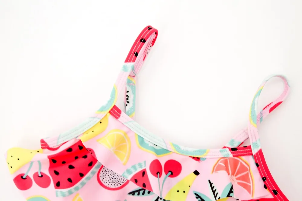 Girls Swimwear 9M-6Years Kids Beach Wear Lovely Fruits Print Baby Swimming Suits Bikini Ruffle Infantil Childs Bathing Suit