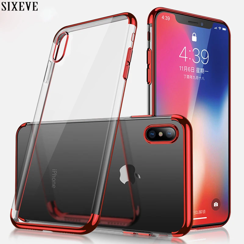 Прозрачный силиконовый чехол SIXEVE для iPhone 7 7s Plus 7Plus Чехлы мобильный телефон полная