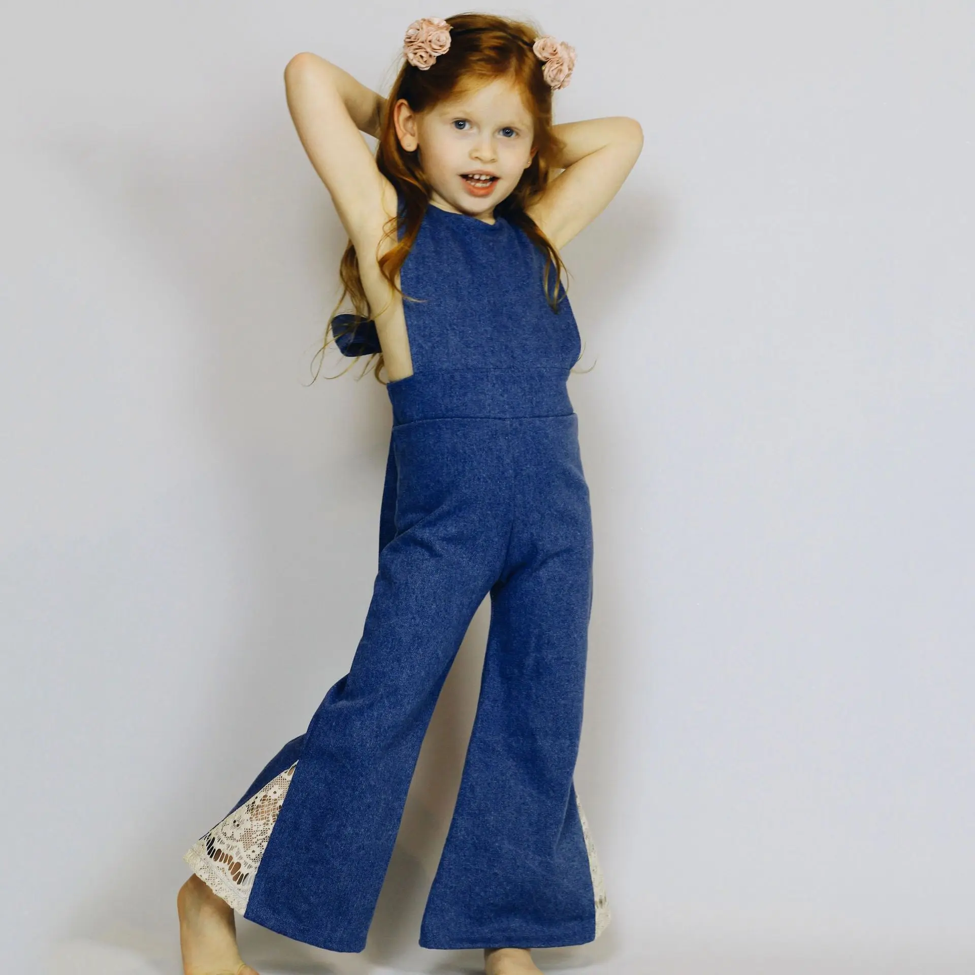 Детские штаны для маленьких девочек 2018 новый дизайн джинсы джинсовый комбинезон