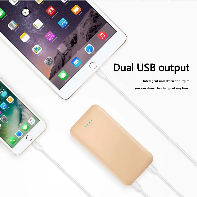 Ультратонкий блок питания 10000mAh power Bank10mm Портативный внешний Литий полимерный