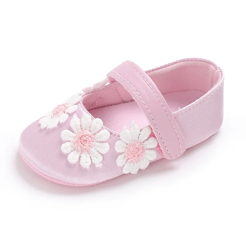 Красивая обувь из искусственной кожи с цветочным рисунком для маленьких девочек