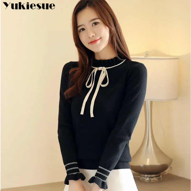 Свитер с оборками и бантом женский зимний Кардиган 2019 свитер рубашка Женский