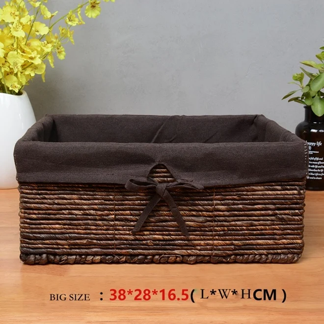 38x28x16.5cm Корзина грязной одежды поддельная плетёная ротанговая косметические корзины для хранения игрушек соломенный набор посуды для снеков кухонные коробки с подкладкой - Цвет: 38x28x16.5cm