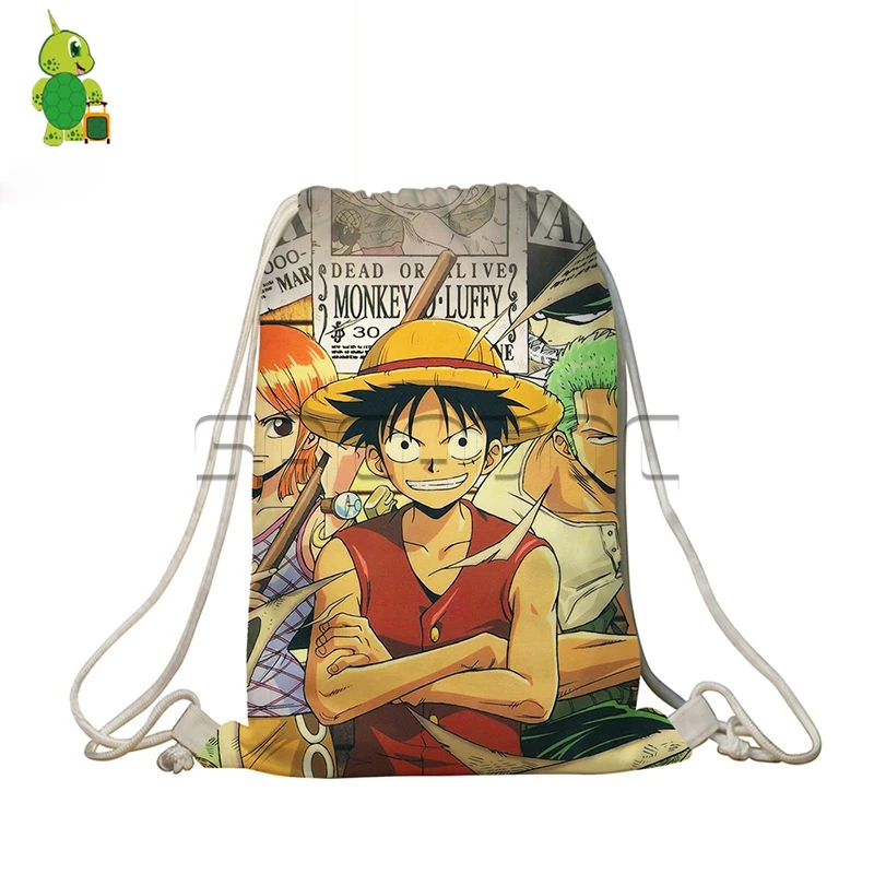 12 Аниме one piece Drawstring сумка для женщин и мужчин Softback сумки Луффи белая борода принтованные школьные сумки для подростков девочек мальчиков дорожная сумка - Цвет: 12