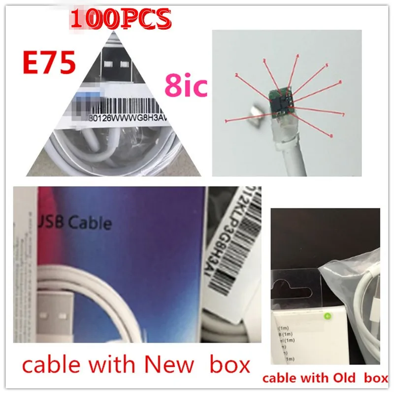 New genuine 100% original packaging box 1m / 3ft 8ic E75 chip USB data Sync charger cable for Foxconn i7 8 6 plus with green tag | Мобильные