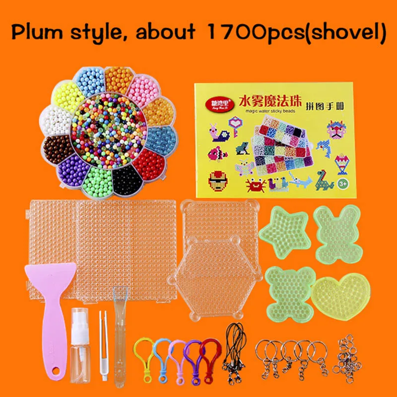 Plum style (no box) Бусины DIY, волшебные бусины с водяным распылением, бусины cuentas, Набор для изготовления вручную, 3D пазл, Мультяшные аксессуары, набор инструментов, игрушка для детей - Цвет: Plum style (no box)