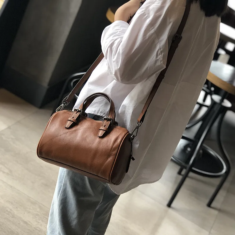 PNDME vintage fashion simple soft genuine leather ladies handbag designer handmade cowhide women's shoulder crossbody bags