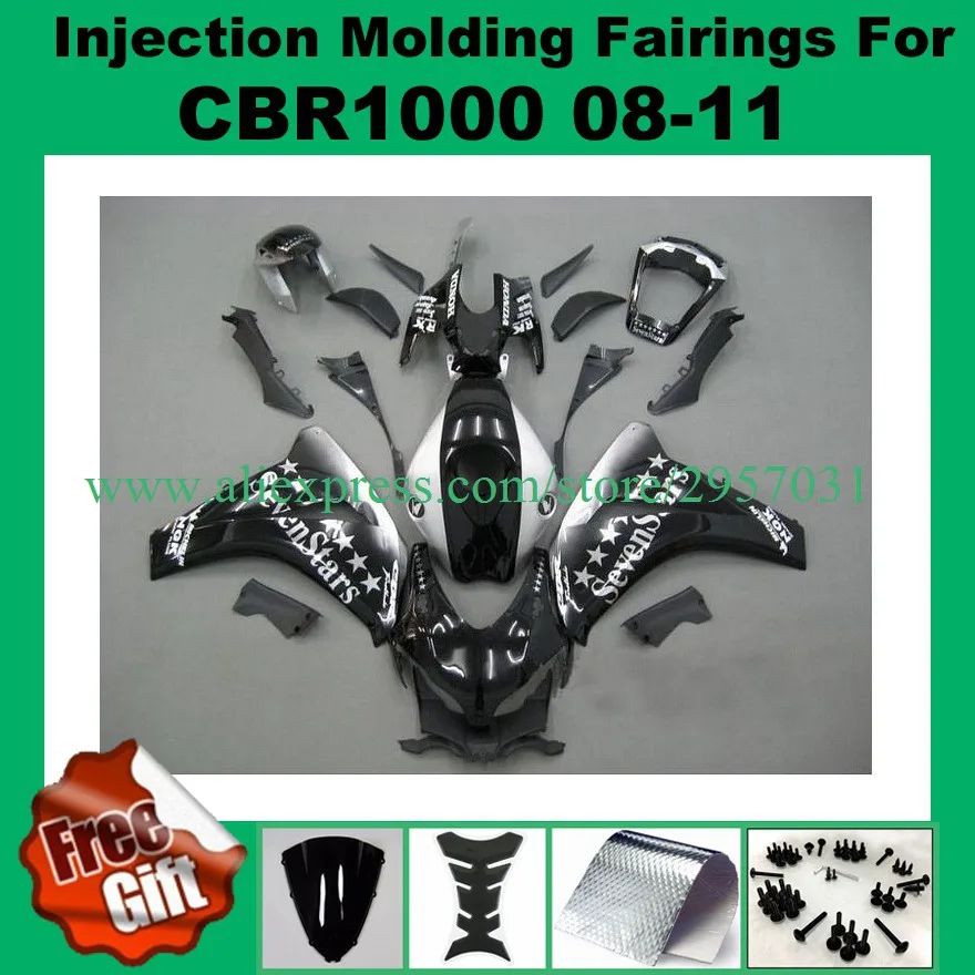 

Free screws+gifts For Honda CBR 1000RR 2008 2009 2010 2011 CBR 1000 RR ABS Plastic motorcycle Fairing Kit Black Sevenstar
