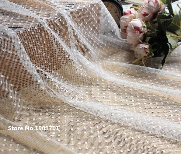 Изысканная белая черная эластичная сетчатая ткань в горошек платье пачка