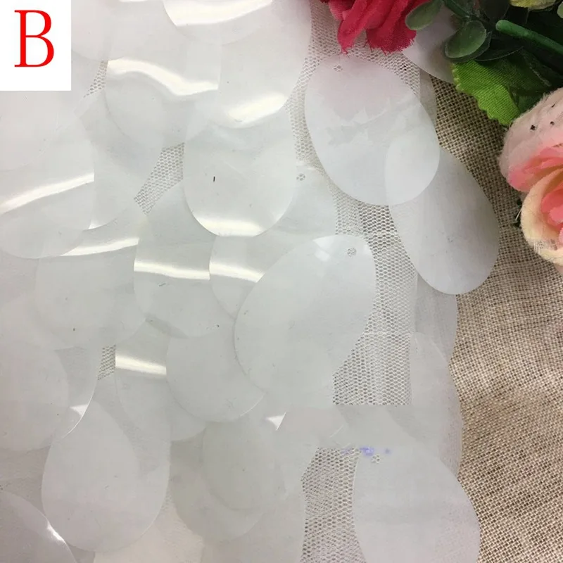 B GLace 1Y/лот блесток ткань 5 цветов капли воды блесток сетчатая ткань для платья Кружева свадебное украшение TX805 - Цвет: B