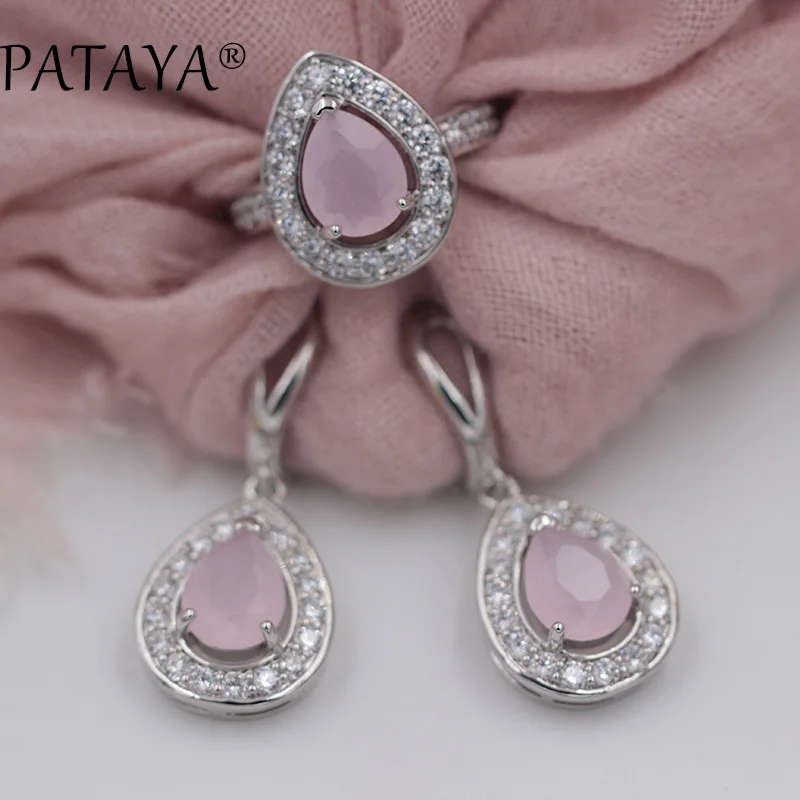 Женские серьги PATAYA набор ювелирных изделий из натурального белого золота с