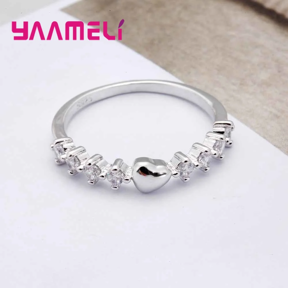 Женское кольцо с кристаллом в виде сердца из серебра 925 пробы|promise ring|cubic zirconiaring ring