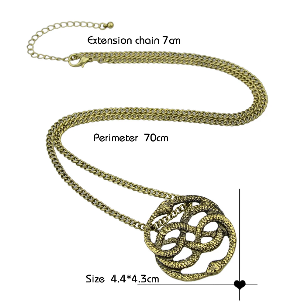 Steampunk Bronze Gold-Color Necklace Vivid Cute Two Lingering Snake Silver Color Pendant Statement necklace For Women | Украшения и