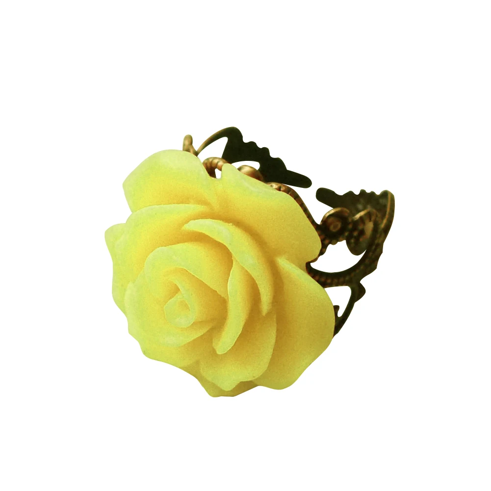 Кольцо с розами черный/синий/желтый/розовый цвет модное кольцо из смолы подарок