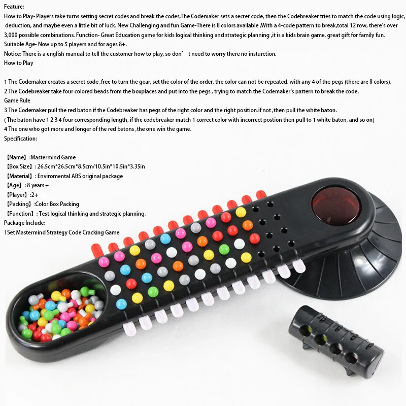 Mastermind игра Codemaker против Codebreaker Топ стратегия код растрескивания настольные игры, которые взломают код быстро игрушки для детей toy160