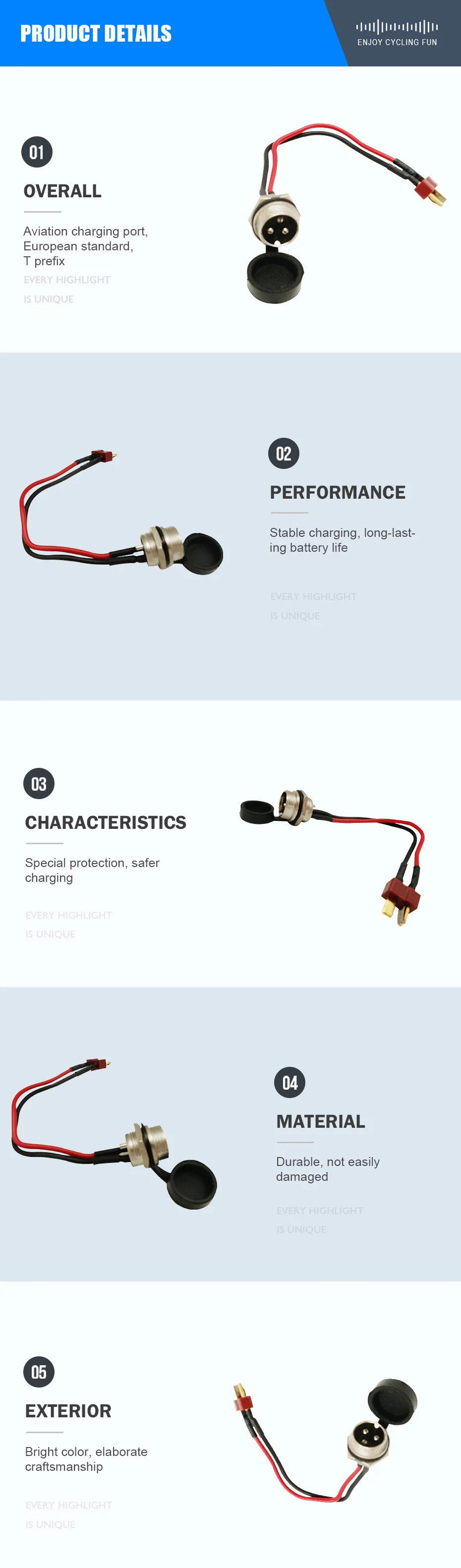 Charging Socket Electric scooter X48 Line Lenght 120MM for electric scooter 10inch powerful electric skateboard e bike e scooter