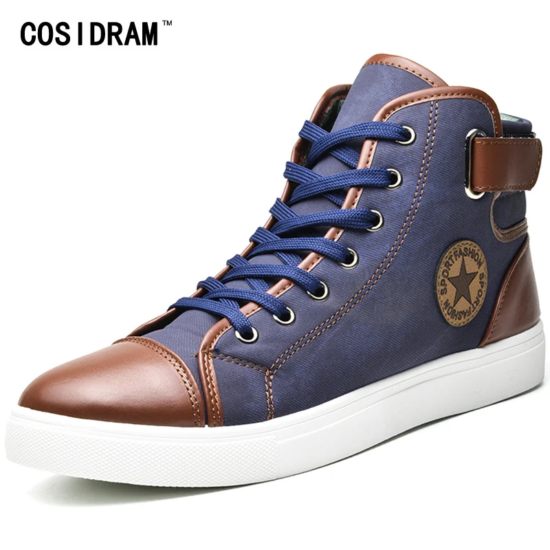 COSIDRAM высокие мужские ботинки парусиновые повседневные для мужчин модная обувь